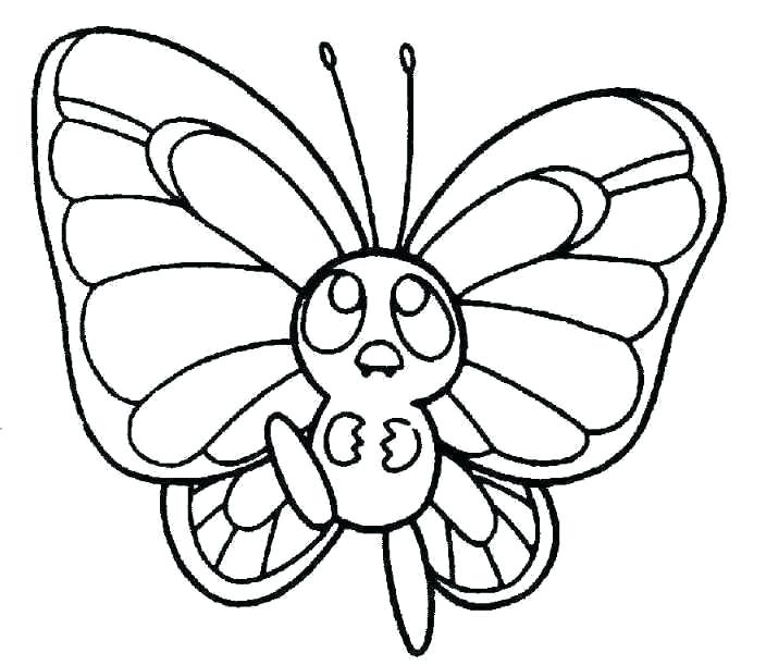 704x611 Cartoon Butterflies Coloring Pages Butterfly Cute Page Ideas Color
