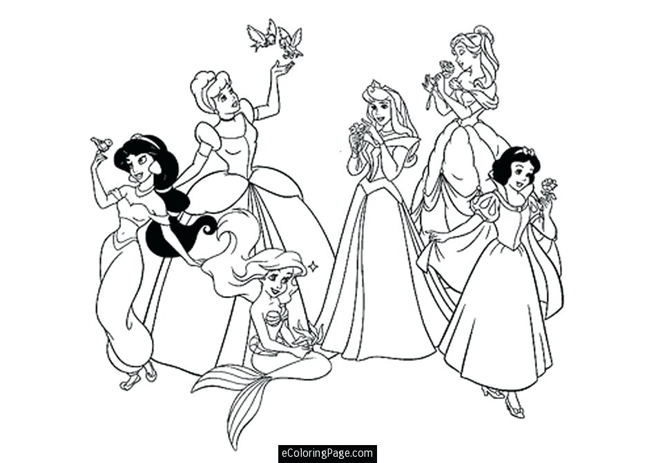 950x671 Disney Cartoon Characters Coloring Pages All Princesses Printable