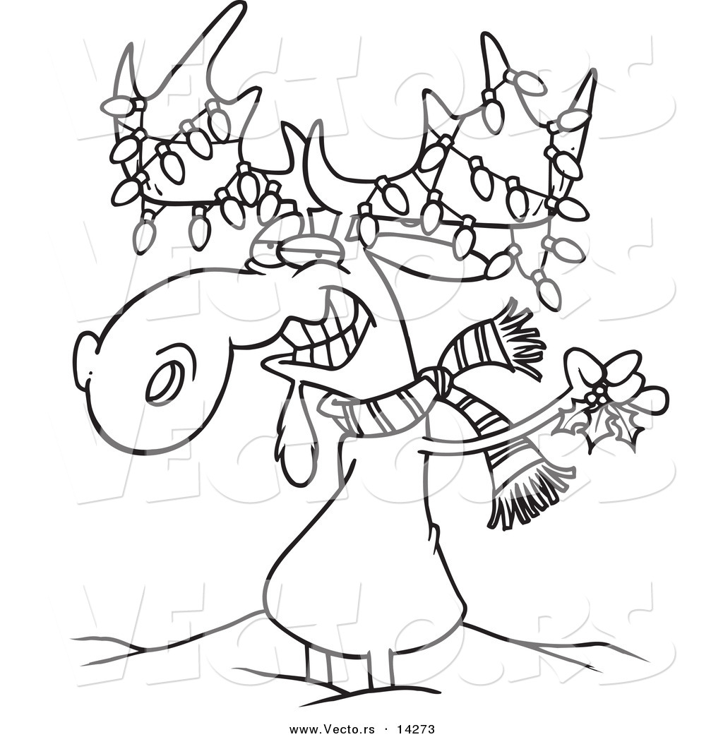 1024x1044 Vector Of A Cartoon Decorated Christmas Moose In The Snow