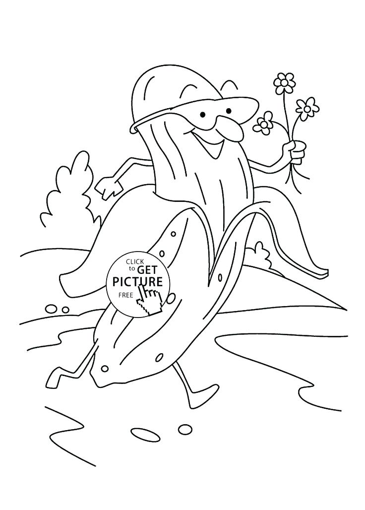 736x1028 Fruits Coloring Pages Pdf Fruit Coloring Sheets Cartoon Banana