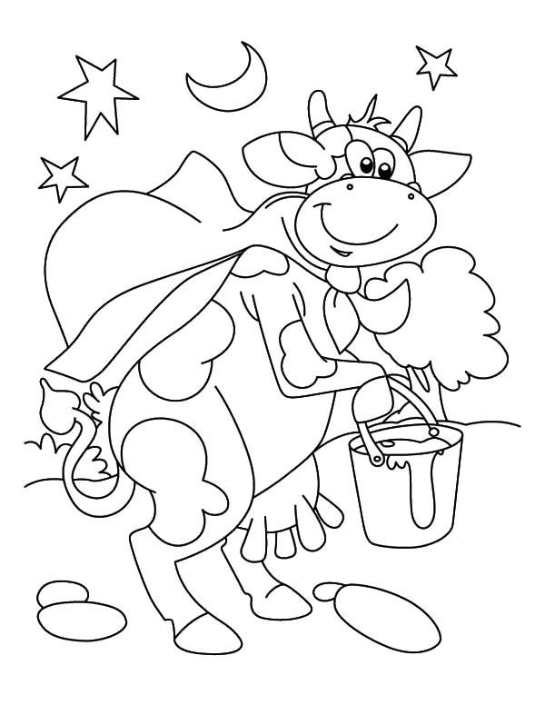 600x776 Milking Cow Cartoon Coloring Pages Color Luna