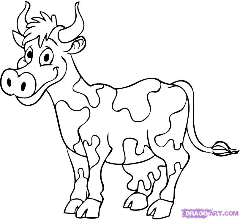 808x740 How To Draw A Cartoon Cow Step Art Projects For Kids
