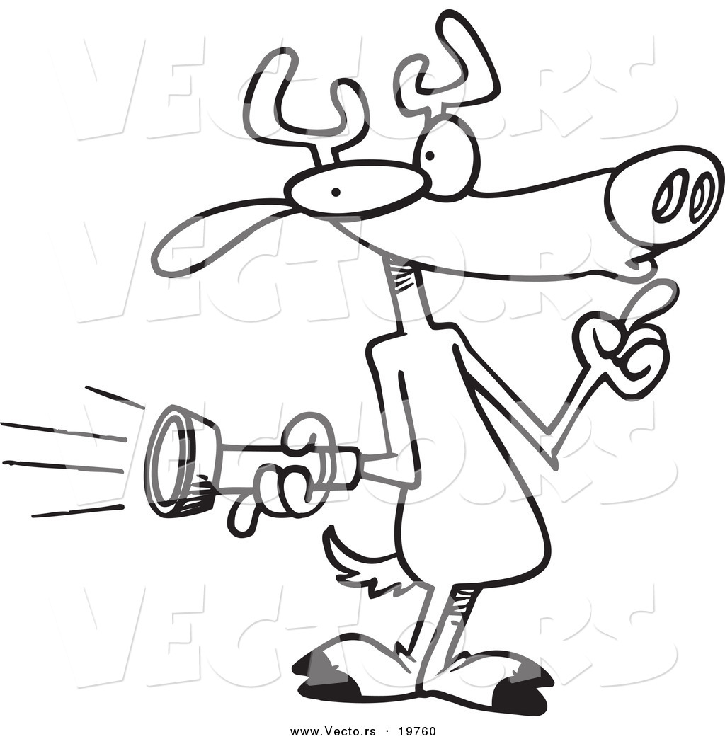 1024x1044 Vector Of A Cartoon Deer Holding A Flashlight