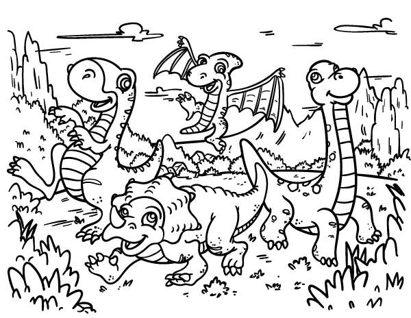 600x464 Free Cartoon Dinosaur Coloring Page Download It