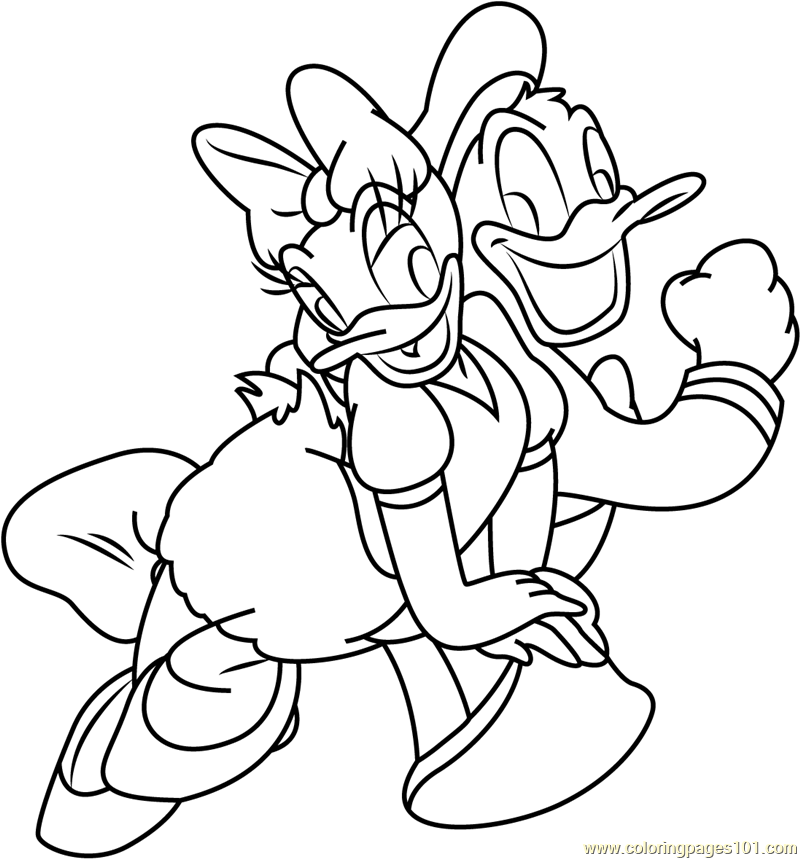 800x859 Daisy Duck And Donald Duck Coloring Page