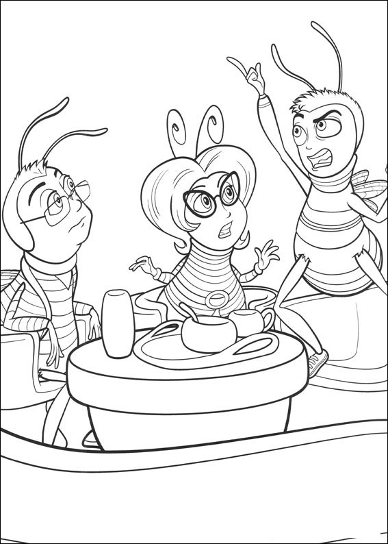 567x794 Bee Movie Family Coloring Page