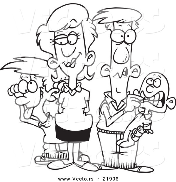600x620 Vector Of A Cartoon Silly Family