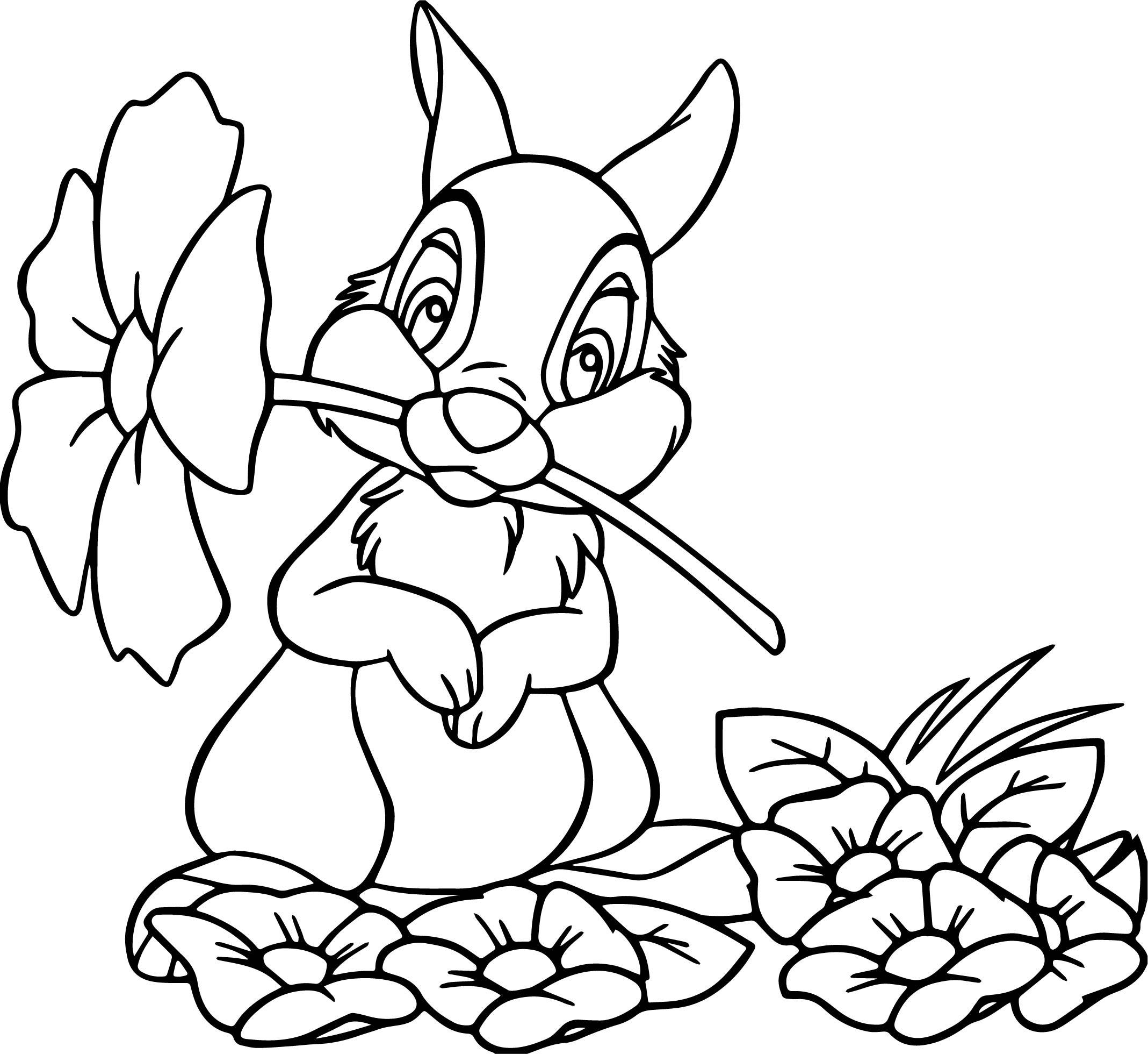 2137x1960 Amazing Disney Bambi Thumber Bunny Cartoon Flower Coloring Page
