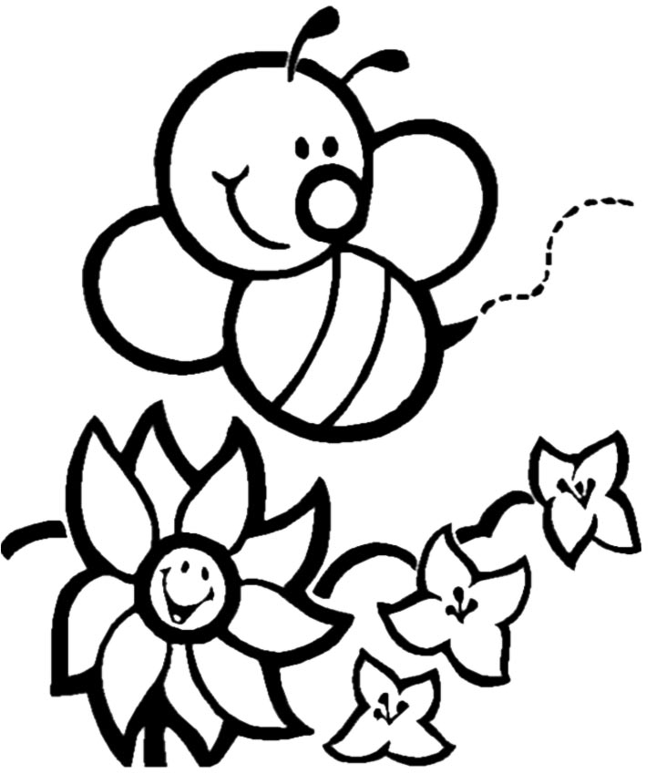 720x849 Bee And Flower Coloring Pages
