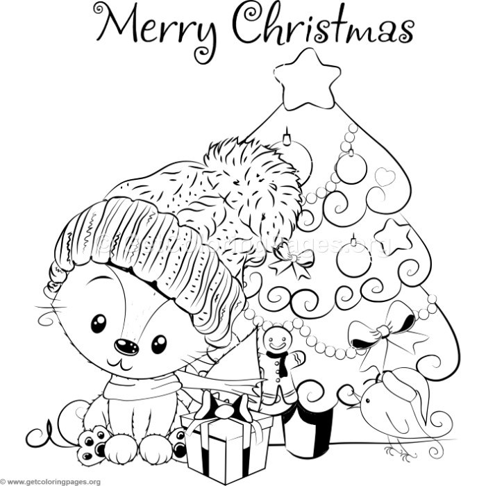 700x700 Cartoon Christmas Tree And Little Fox Coloring Pages