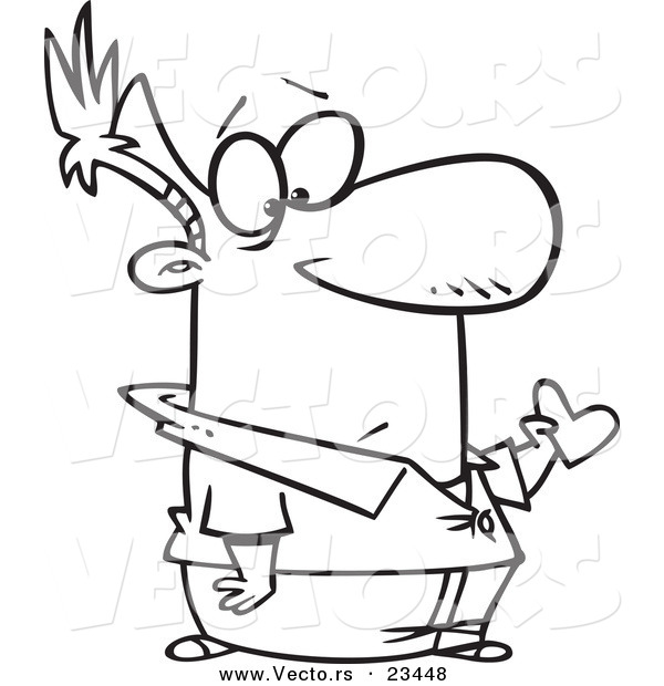 600x620 Cartoon Vector Of Cartoon Man Holding A Small Heart