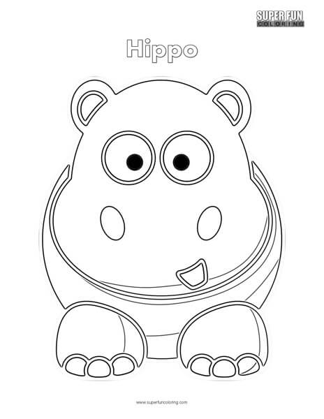 464x600 Cartoon Hippo Coloring Page