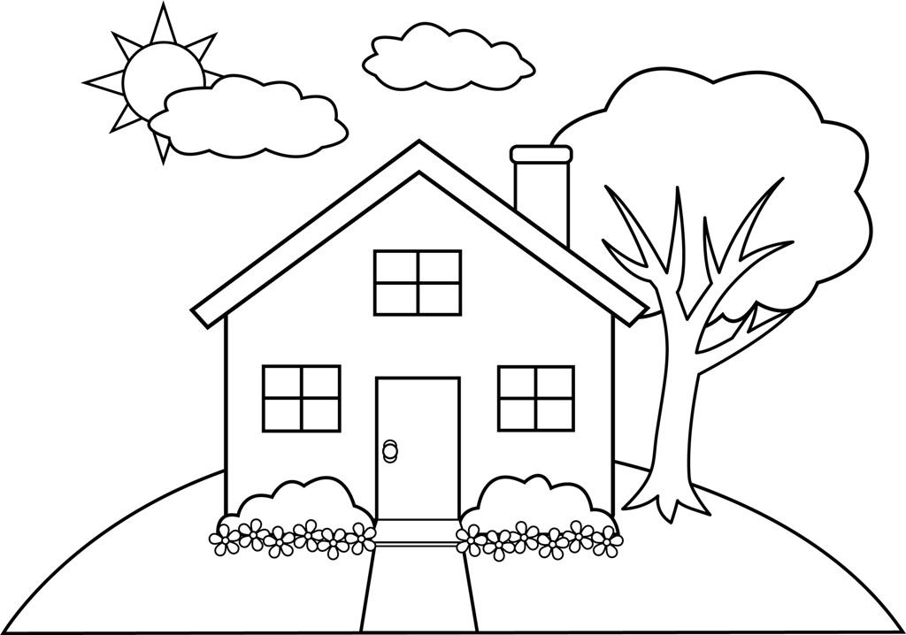1024x718 Colouring Pages House Coloring Pages House Printables Coloring