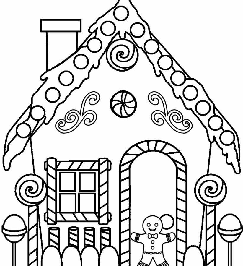 823x900 Gingerbread House Coloring Pages Free Drawing Printable Adult