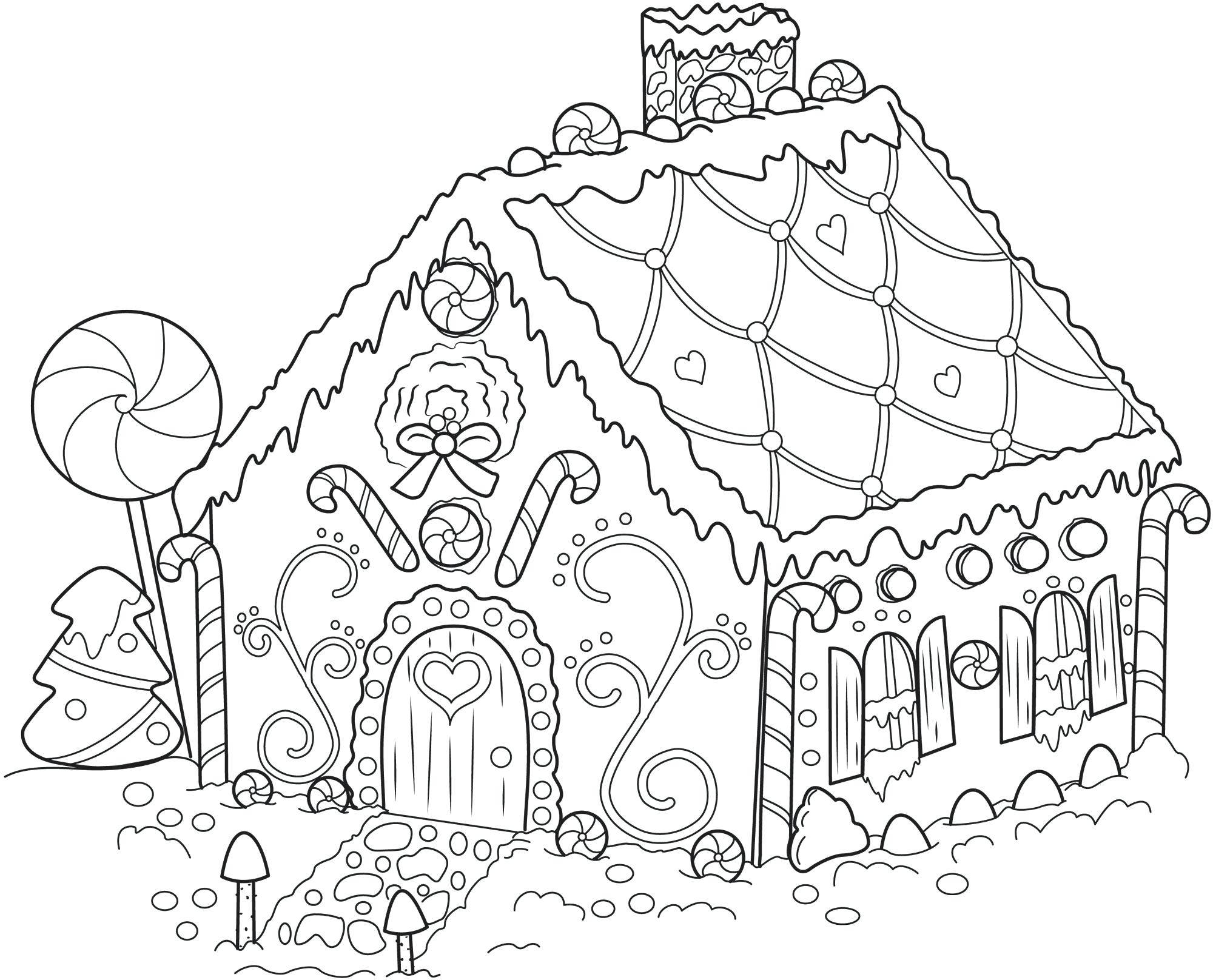 2000x1616 Coloring Pages Christmas Free Cartoon House Many Interesting