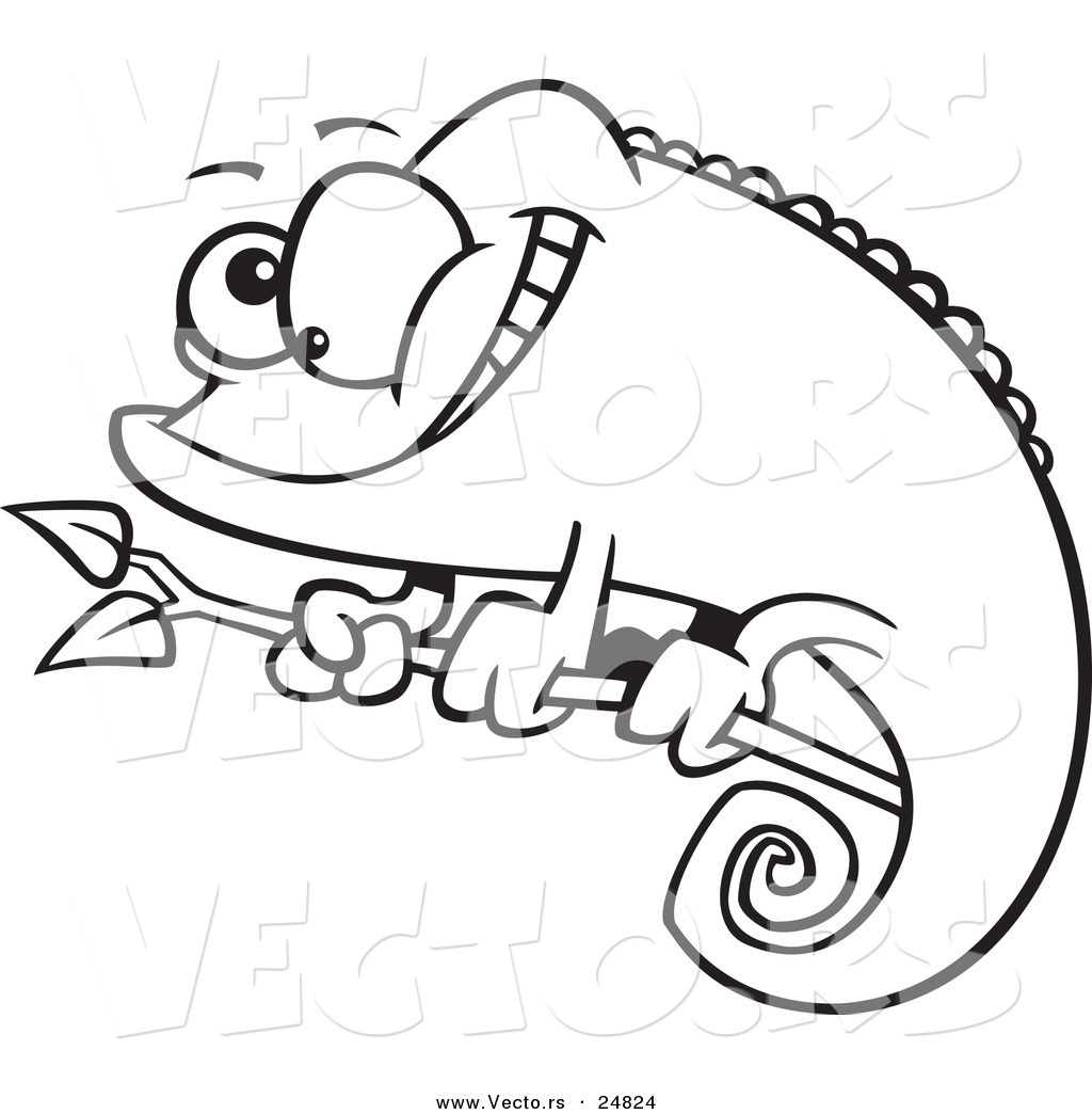 1024x1044 Vector Of A Cartoon Happy Chameleon Lizard