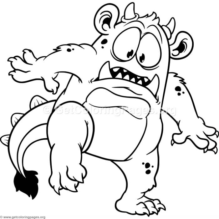 700x700 Funny Cartoon Gray Monster Coloring Pages