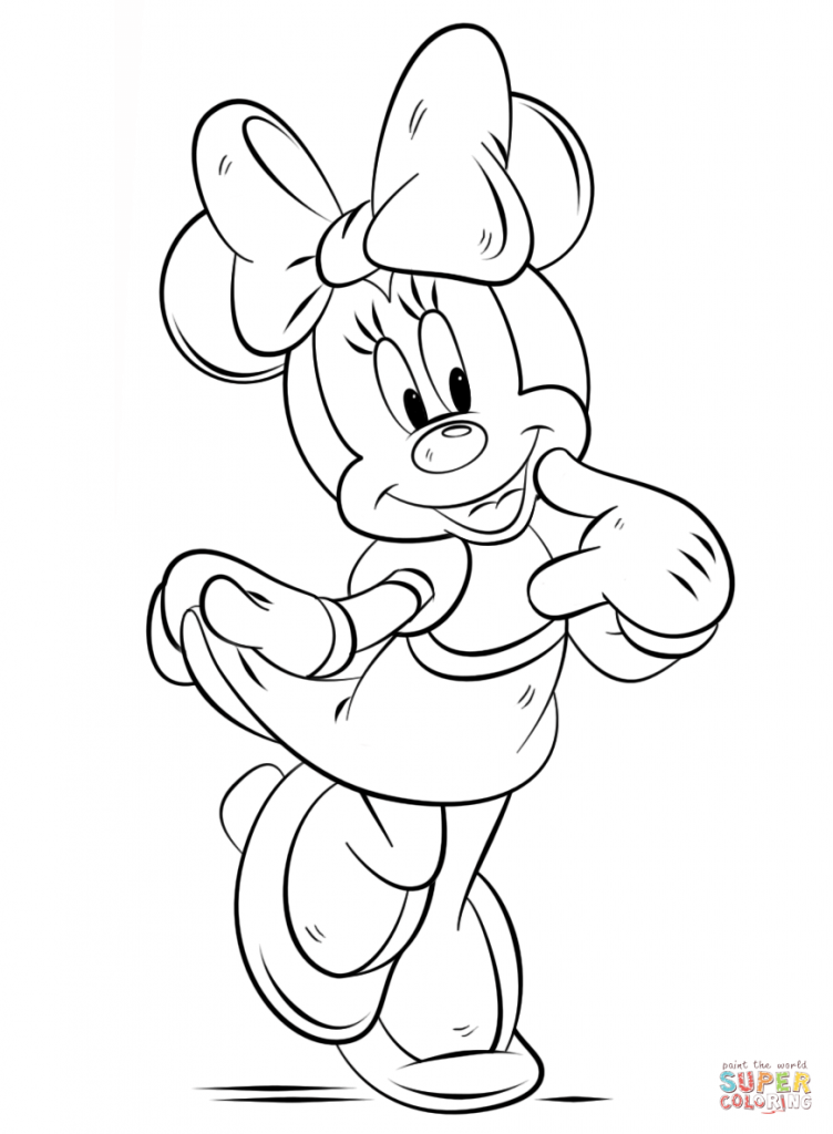 752x1024 Minnie Mouse Cartoon Coloring Page