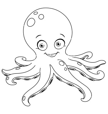 380x400 Cartoon Octopus Coloring Pages