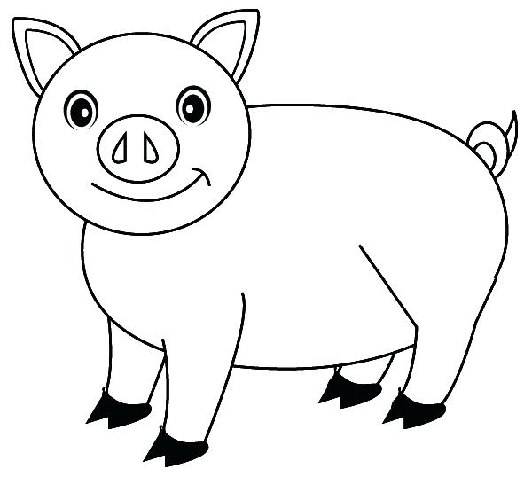 600x555 Coloring Page Of A Pig Cartoon Pig For Coloring Page Vector Image