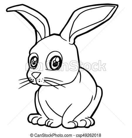 450x470 Cartoon Cute Rabbit Coloring Page Vector Illustration Vector Clip