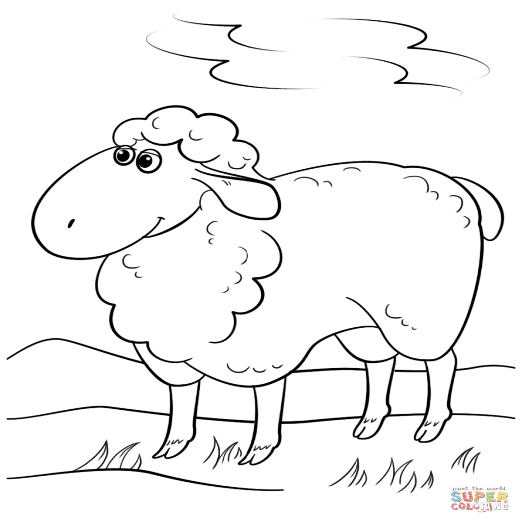 1024x1024 Cute Cartoon Sheep Coloring Page Free Printable Coloring Pages