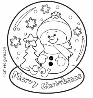 321x338 Christmas Snow Globe Whit Snowman Coloring Pages