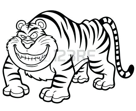450x366 Illustration Of Cartoon Tiger Coloring Book Royalty Free Vector
