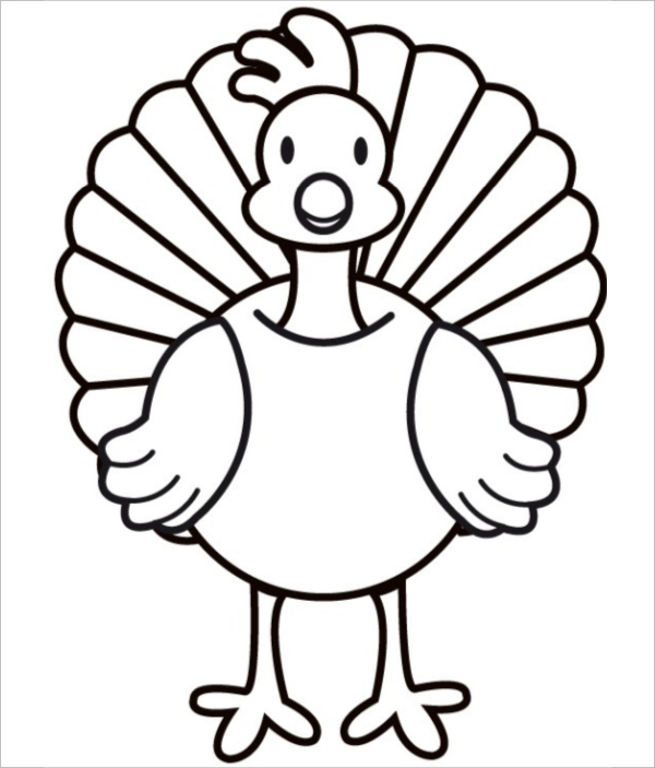 600x703 Cartoon Turkey Profile Coloring Page Turkey Pictures For Kids Free