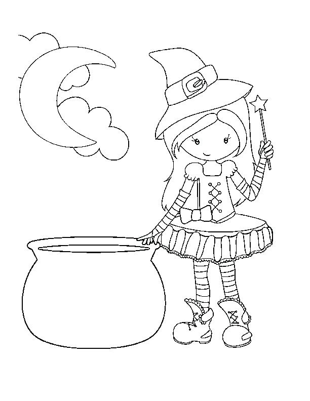 612x792 Cartoon Halloween Coloring Pages Free Printable Witch Coloring