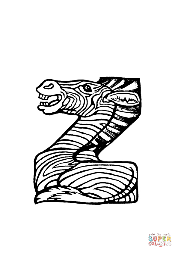 594x840 Z Is For Zebra Coloring Page From Animals Alphabet Category