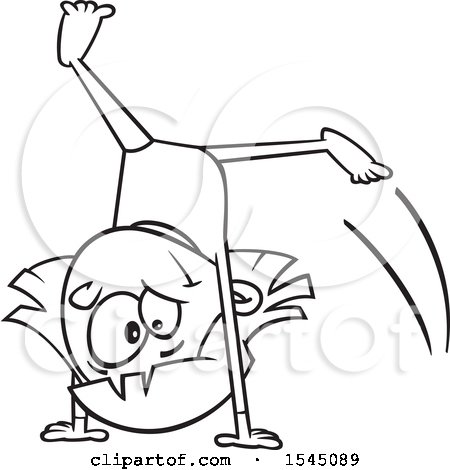 450x470 Clipart Of A Lineart Girl Gymnast Doing A Cartwheel
