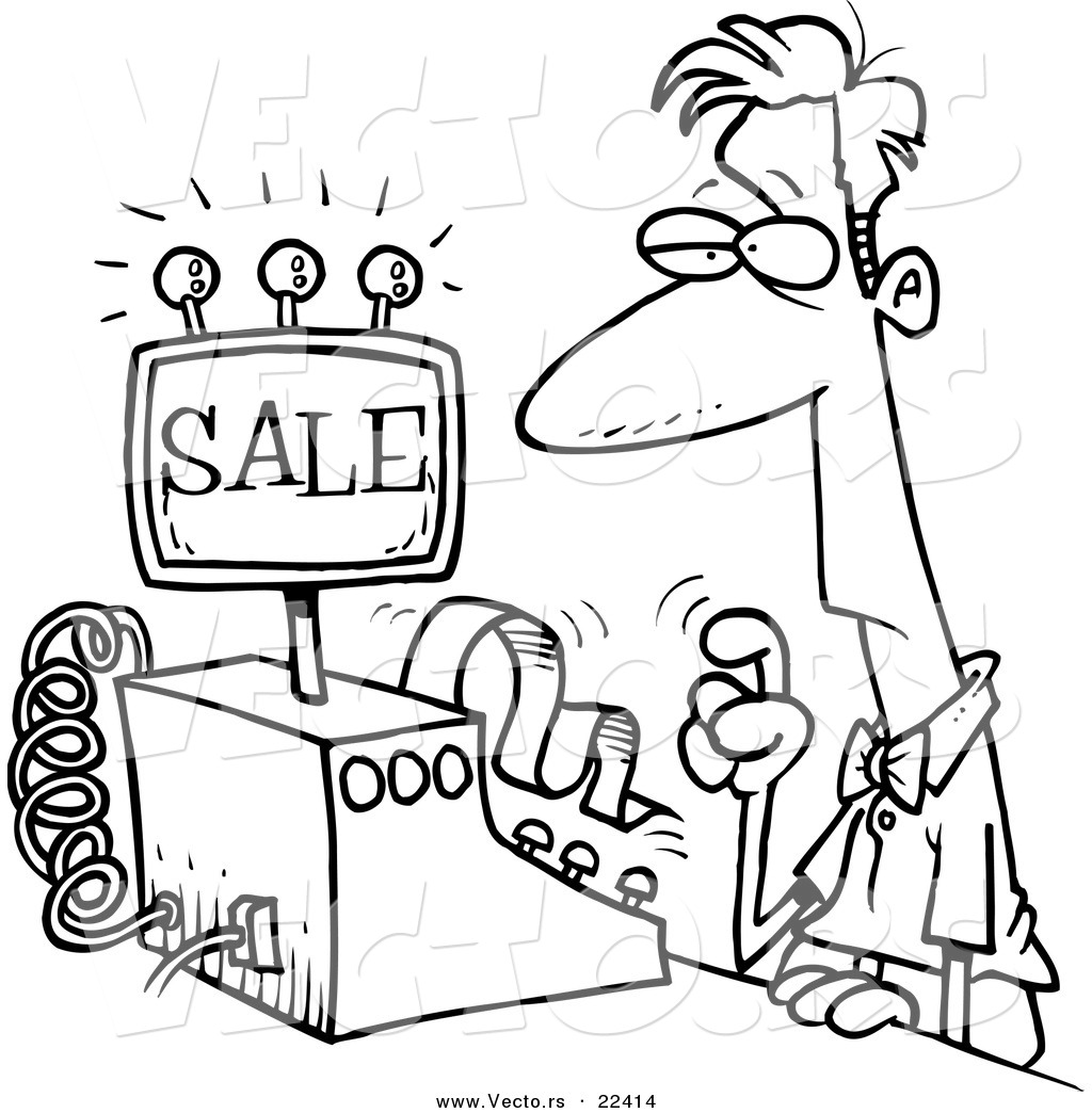 1024x1044 Vector Of A Cartoon Man Ringing In A Sale