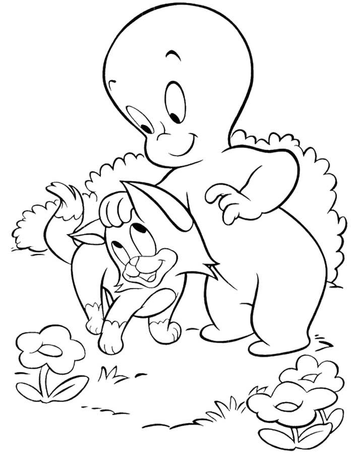700x905 Casper Ghost With Cat Coloring Page Casper Casper