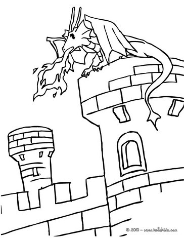 364x470 Castle And Dragon Coloring Pages Dragon On A Castle Tower Coloring