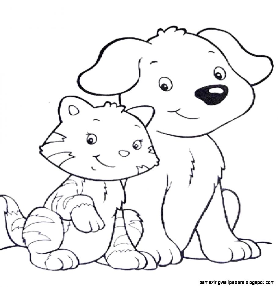 910x940 Image Coloring Pages Cats And Dogs For Your Pictures With Cat