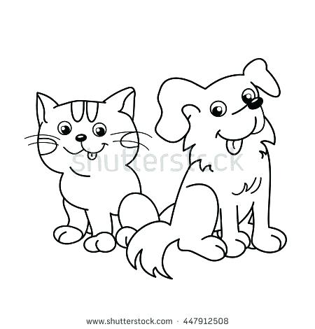 450x470 Kittens And Puppies Coloring Pages Cat And Dog Coloring Pages Free