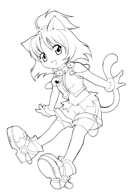 500x749 Anime Cat Coloring Pages Cat Girl Anime Coloring Pages