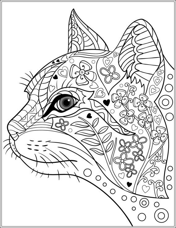 570x738 Cat Coloring Pages For Adults