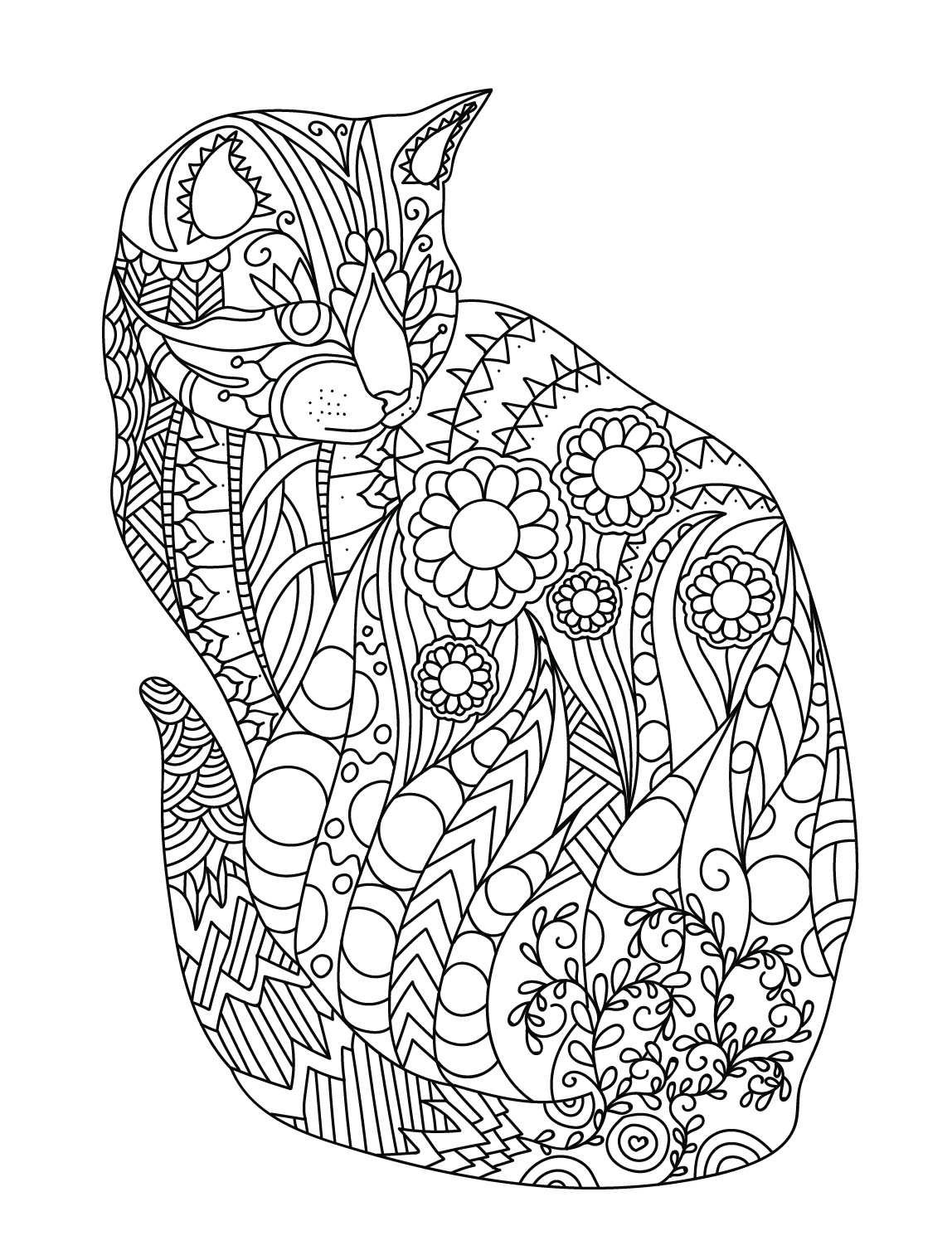 Free Printable Cat Coloring Pages For Adults - Templates Printable Free