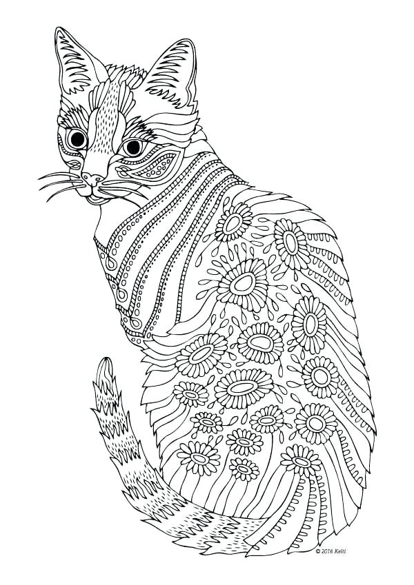 600x849 Cat Coloring Pages For Adults Plus Cheeky Cat Adult Coloring Page