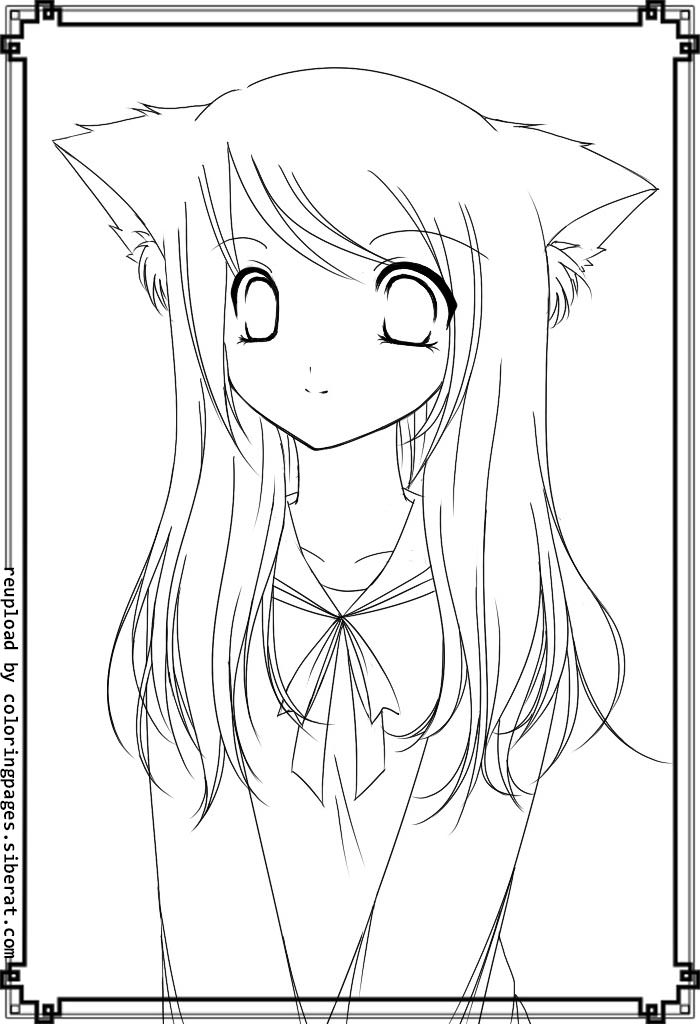 700x1024 Anime Cat Girl Coloring Pages
