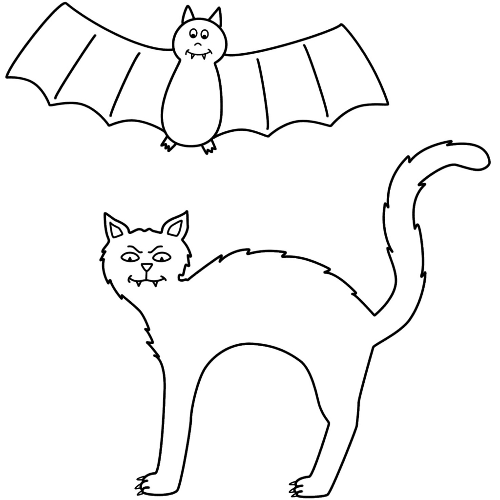 1024x1024 Bat Coloring Pages Preschool New Halloween Cat Coloring Page