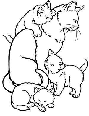 301x390 Coloring Pages Of Mommy Cat Kittens For Kids