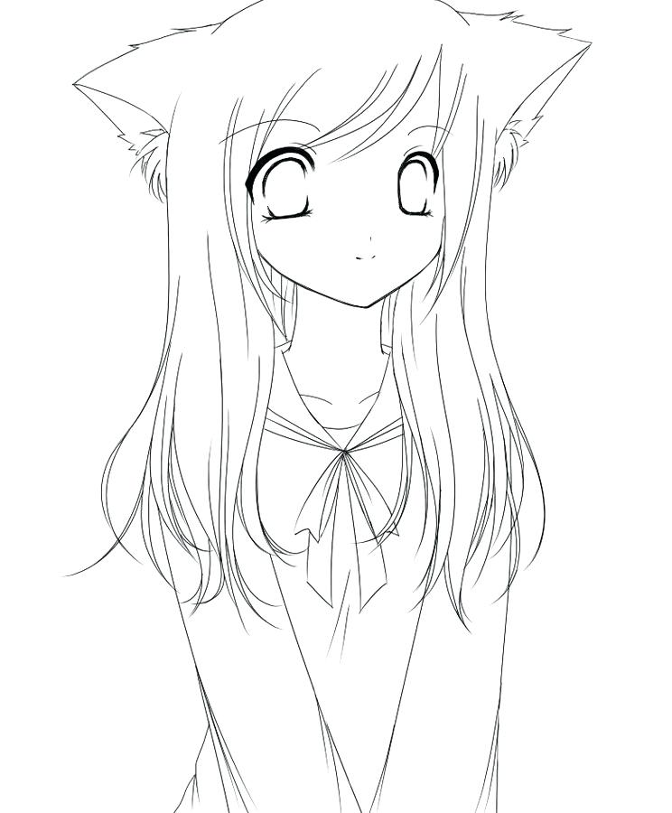 744x900 Girl Coloring Pages Printable Anime Cat Girl Coloring Book Free