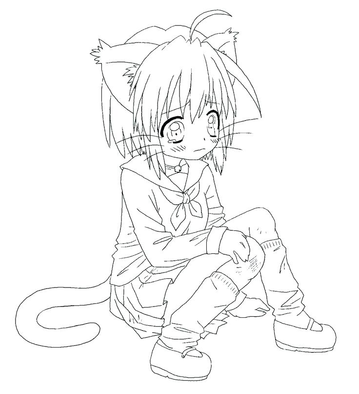736x807 Anime Cat Girl Coloring Pages No Collection Medium Size Of Girls