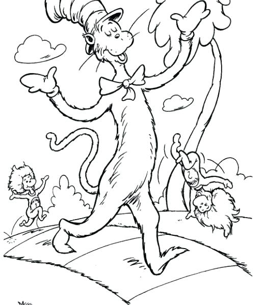 520x600 Dr Seuss Coloring Pages Cat In Hat Coloring Pages Cat
