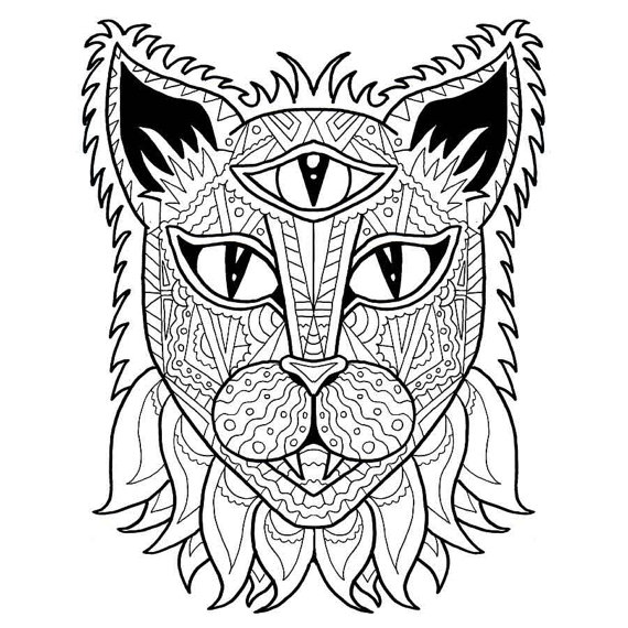 570x570 Cat Coloring Page, Adult Coloring Pdf, Anti Stress Coloring, Best