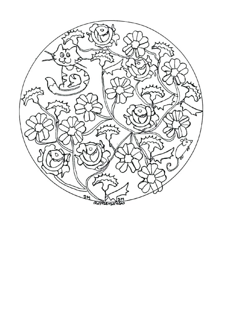724x1024 Cat Mandala Coloring Pages Help In Finding Her Cat Mandala
