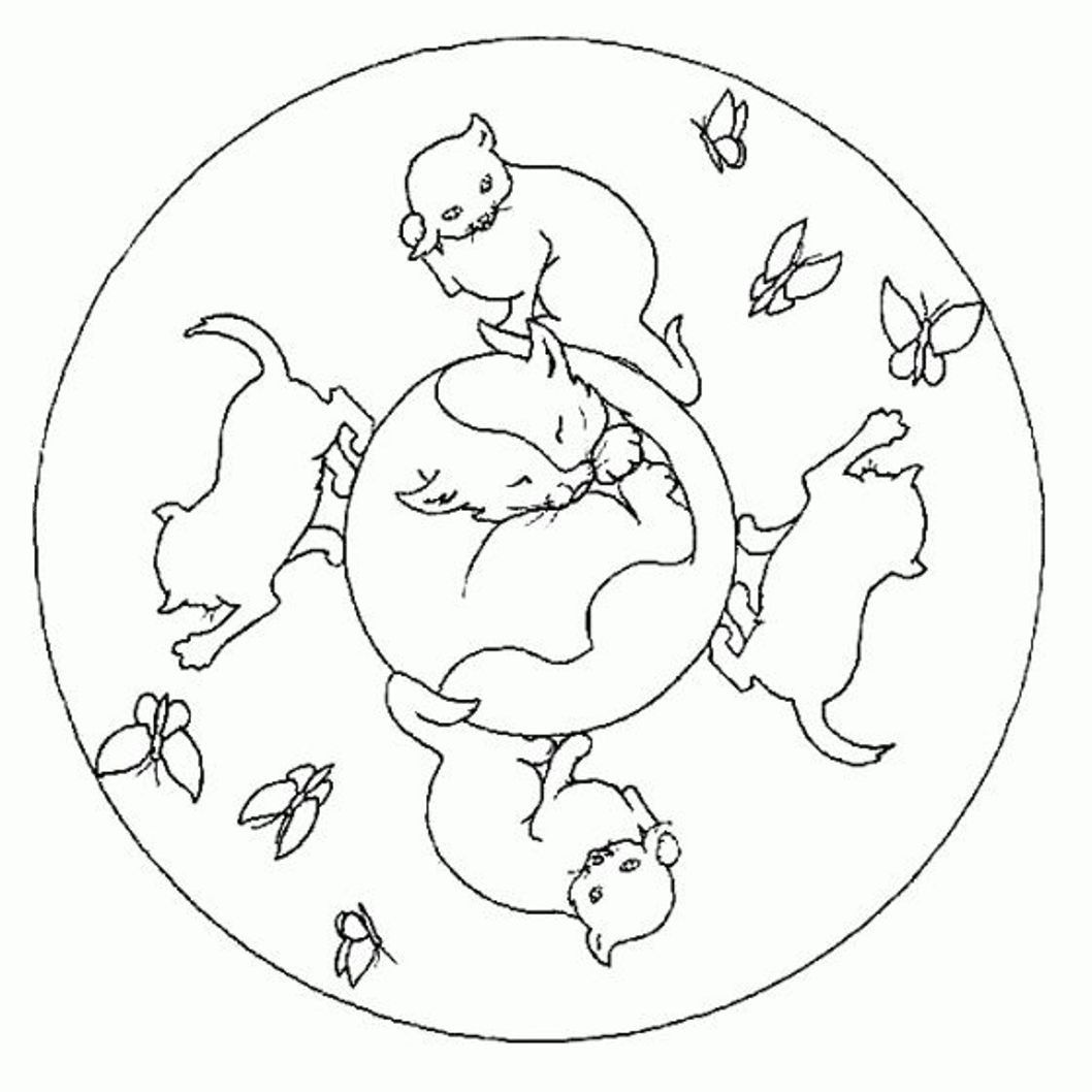 1058x1058 Incredible Mandala Coloring Of Picture For Cat Page Styles